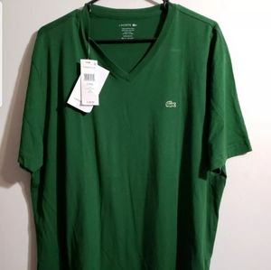 Lacoste Green Short Sleeve Pima Cotton V-Neck
